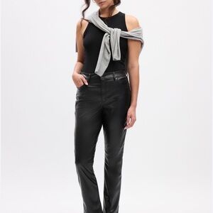 GAP Black Vintage Slim High-Rise Faux Leather Pants Size 31 (12)